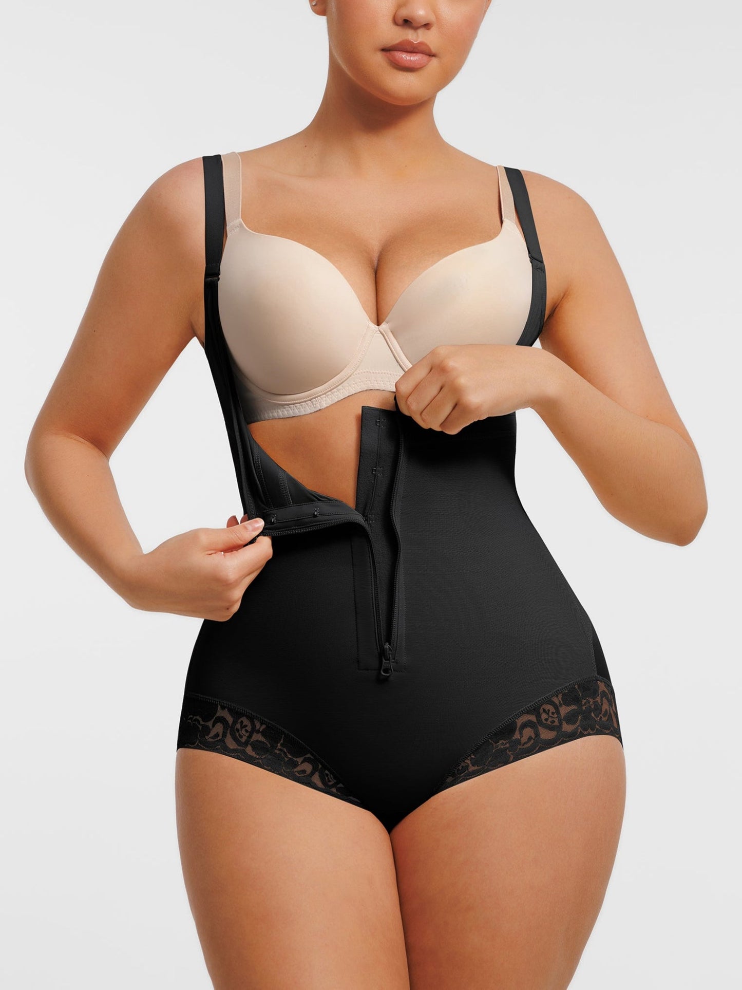 Wholesale U-shaped Bust Lifting Front Zipper Lace Shapewear