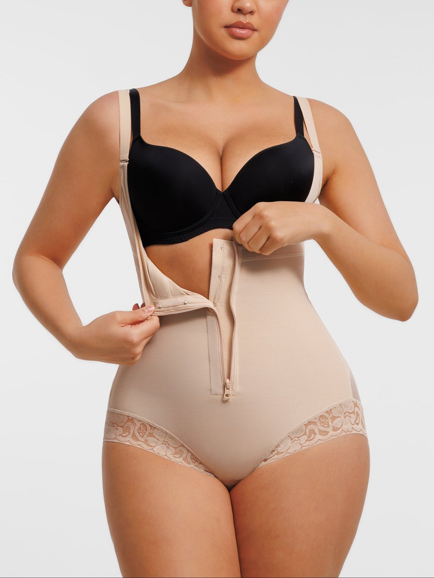 Wholesale U-shaped Bust Lifting Front Zipper Lace Shapewear